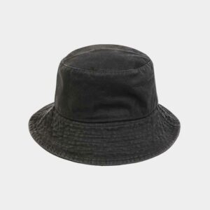 DESIGN bucket hat with sun motif in washed black